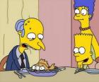 Charles Montgomery Burns ματιά αμηχανία τρία μάτια ψάρια που τους υπηρετούν να τρώνε Marge και Bart
